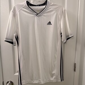 Adidas Men's White and Black V-Neck Jersey climate keeps you dry